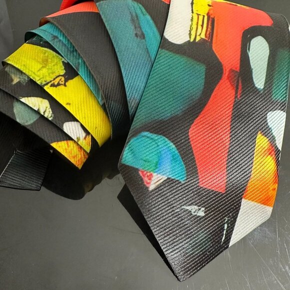 Modernist Tie Retro Designer Menswear Tie Necktie Mid Century Abstract Painting - Picture 3 of 7